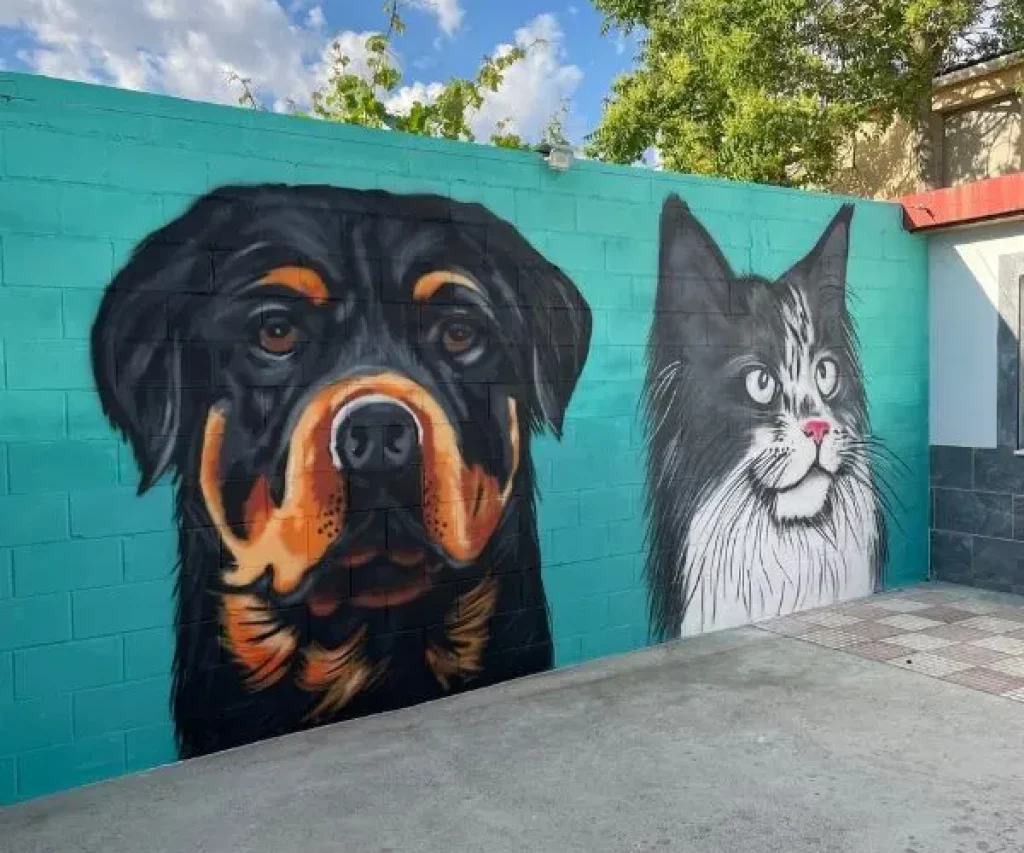 Mural de perro y gato